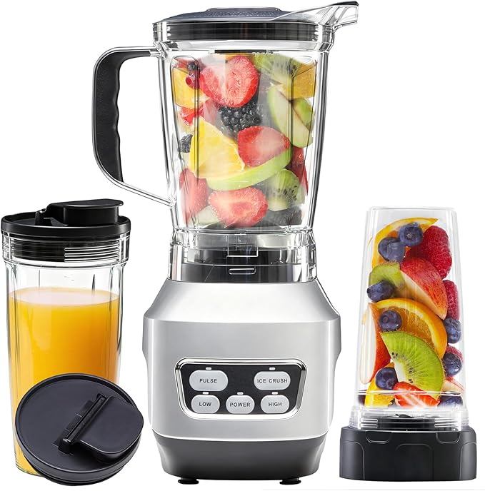 1.5L Countertop Blender - 1200W, 6-Blade with Travel Cup
