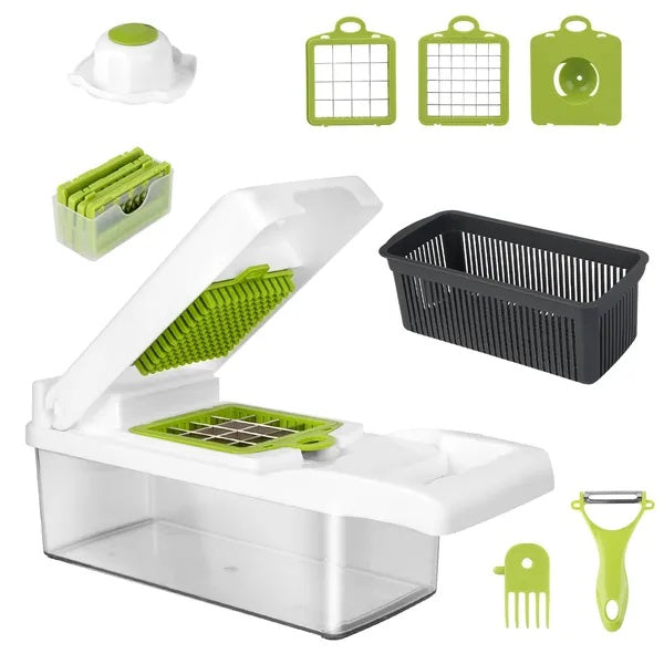 12-in-1 Vegetable Chopper with Container - Slicer & Dicer