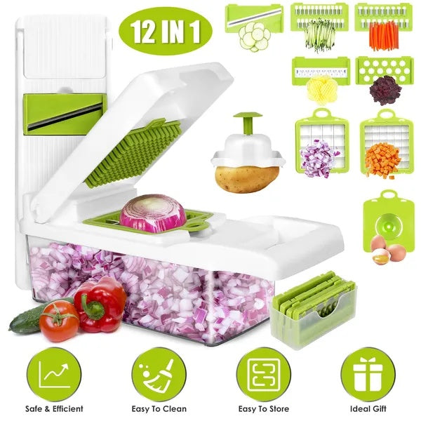 12-in-1 Vegetable Chopper with Container - Slicer & Dicer