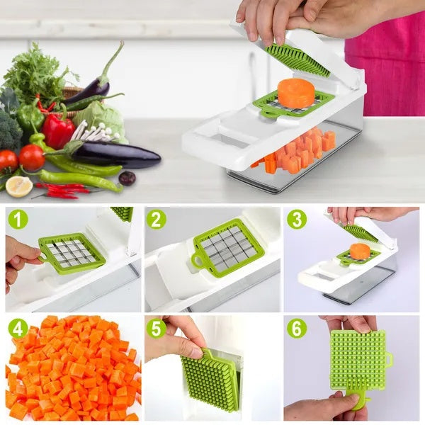 12-in-1 Vegetable Chopper with Container - Slicer & Dicer