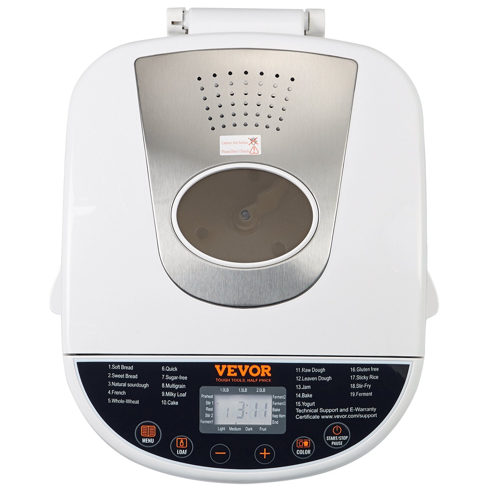 19-in-1 Bread Maker - 2LB, Gluten-Free, Nonstick Ceramic Pan