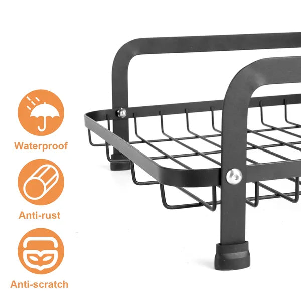 2-Tier Dish Drying Rack with Drainboard - Rustproof Steel