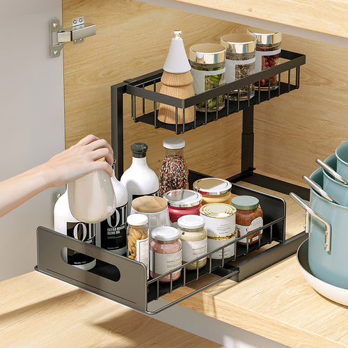 2-Tier Under Sink Organizer with Pull-Out Drawer