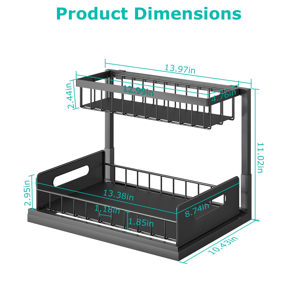 2-Tier Under Sink Organizer with Pull-Out Drawer