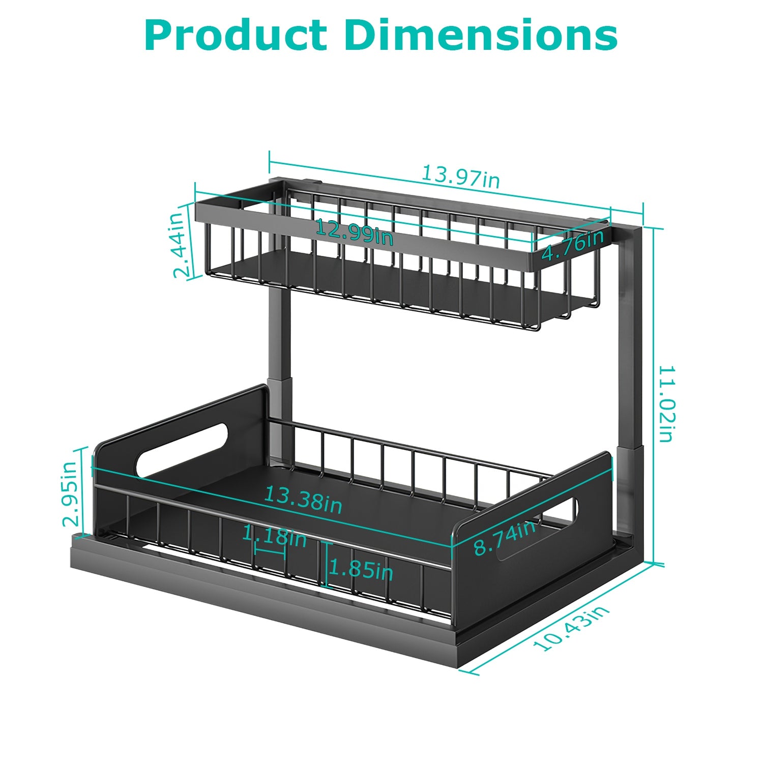 2-Tier Under Sink Organizer with Pull-Out Drawer