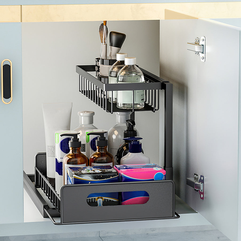2-Tier Under Sink Organizer with Pull-Out Drawer