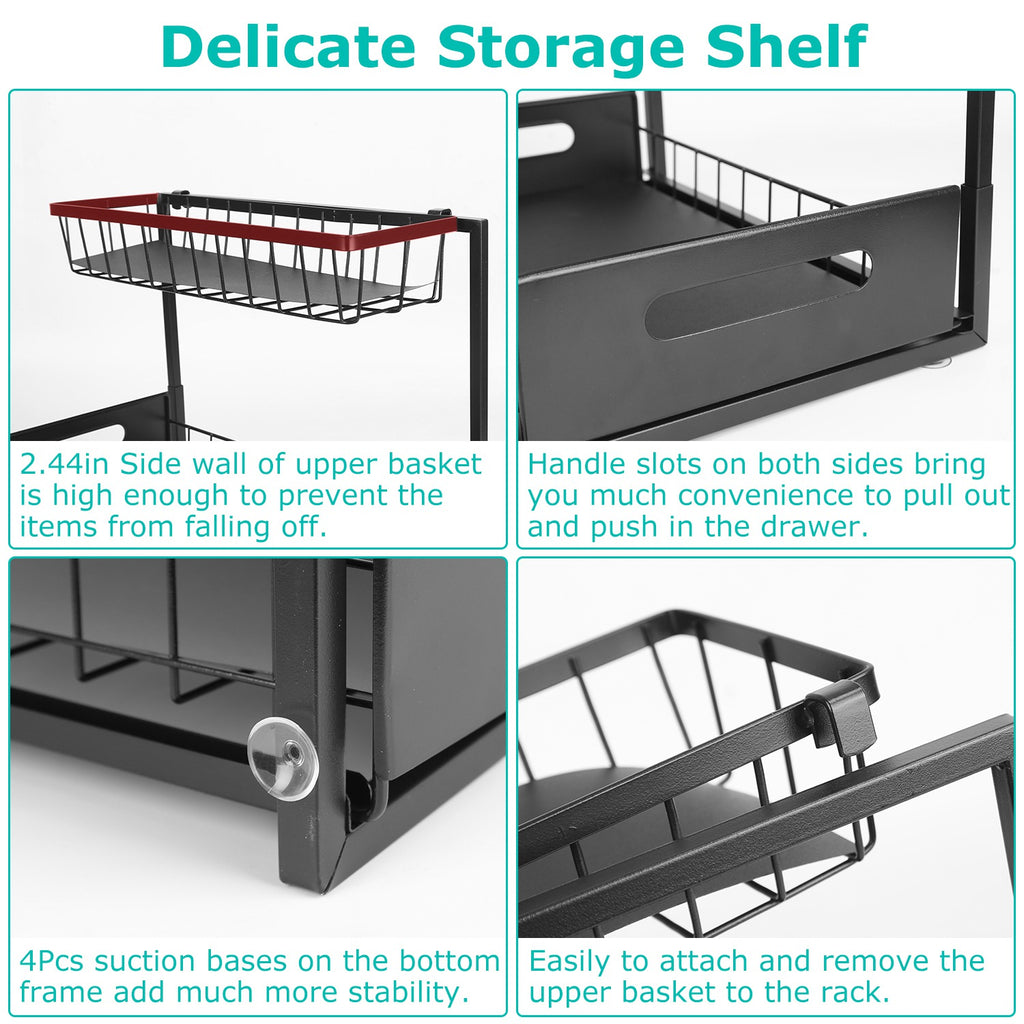 2-Tier Under Sink Organizer with Pull-Out Drawer