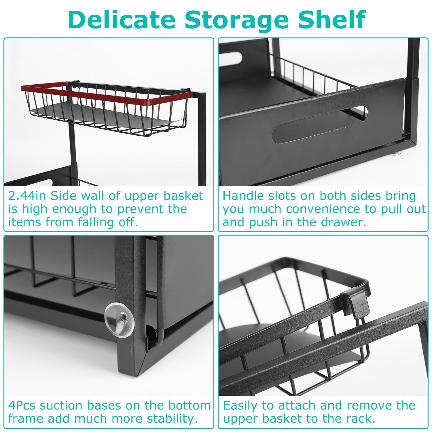 2-Tier Under Sink Organizer with Pull-Out Drawer