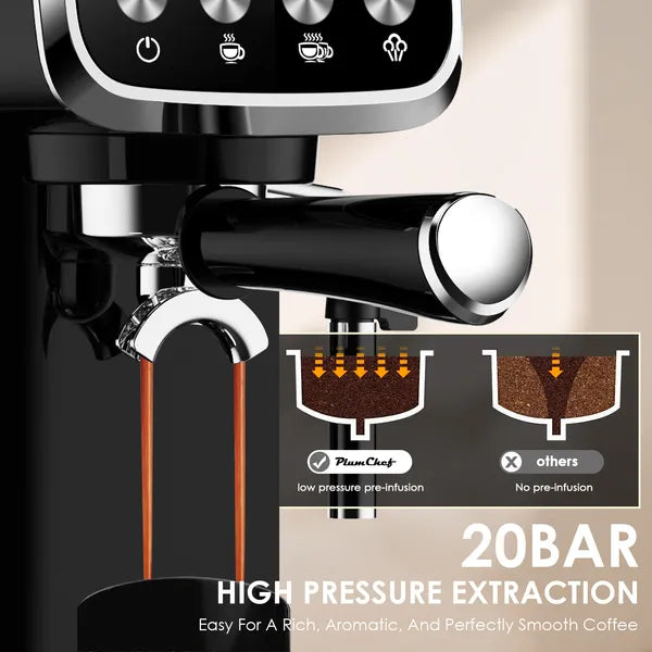 20 BAR Espresso Machine with Milk Frother & Cup Warmer