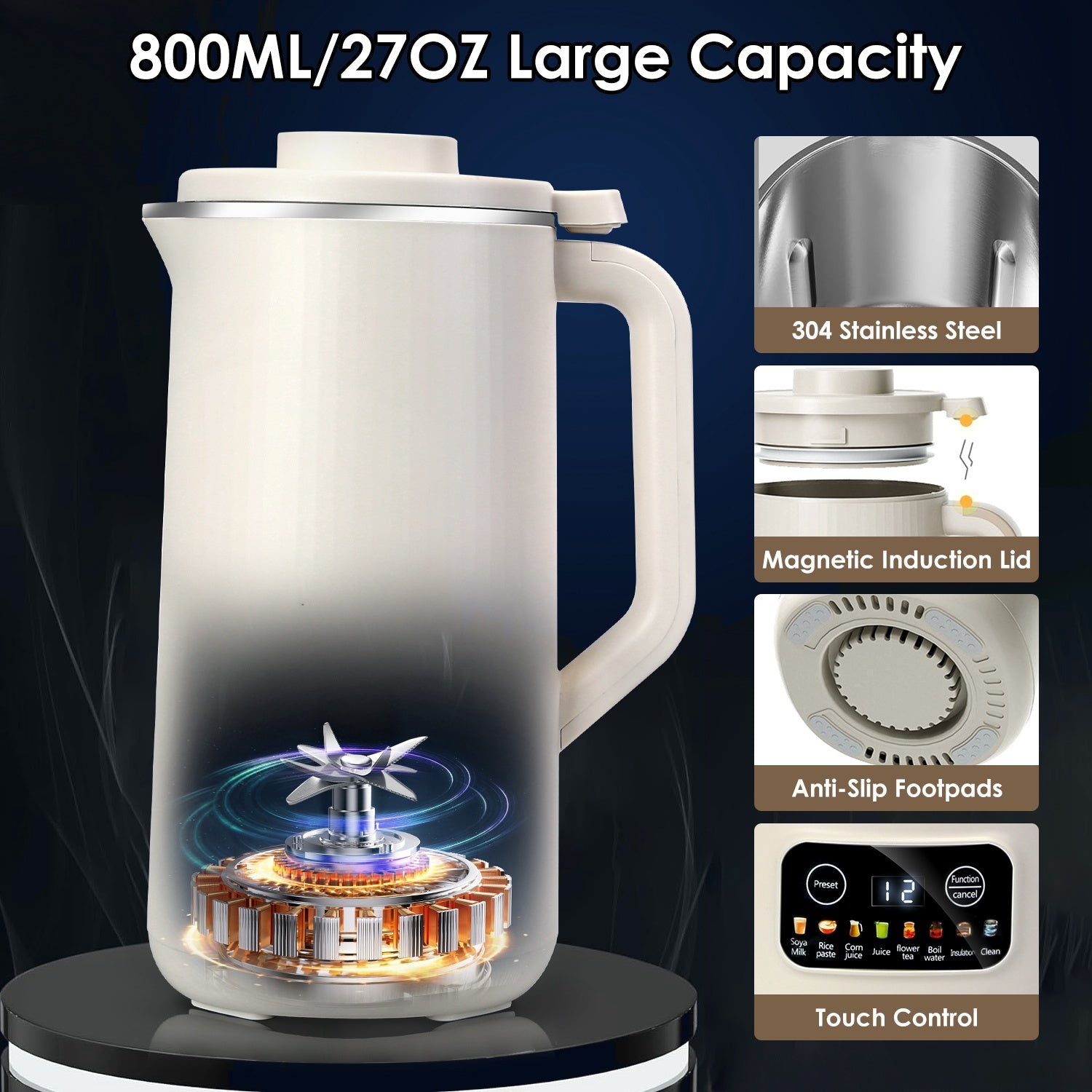 27 oz Nut Milk Maker - 8-in-1, 12-Hour Delay, Self-Cleaning