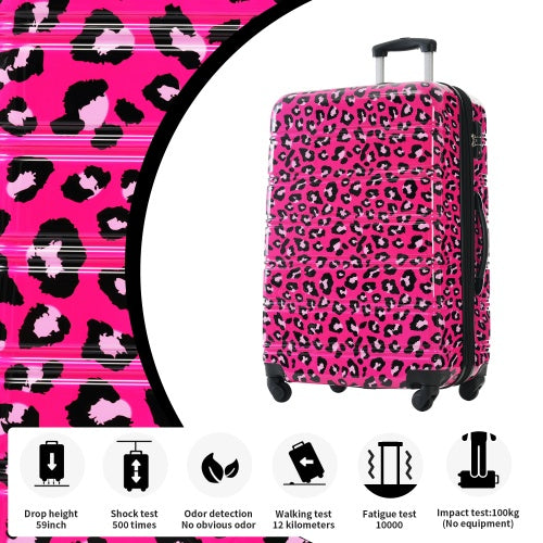 3-Piece Hardshell Luggage Set - TSA Lock, Leopard Print