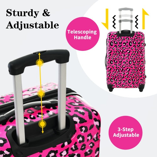 3-Piece Hardshell Luggage Set - TSA Lock, Leopard Print
