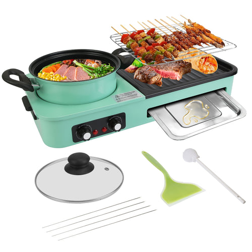 3-in-1 Electric Hot Pot & Grill - 1600W Korean BBQ Combo