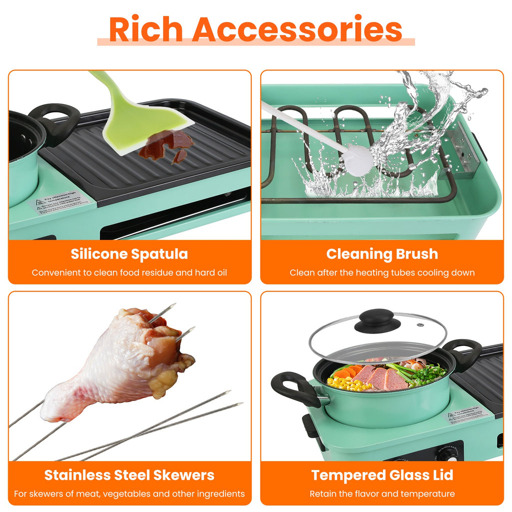 3-in-1 Electric Hot Pot & Grill - 1600W Korean BBQ Combo