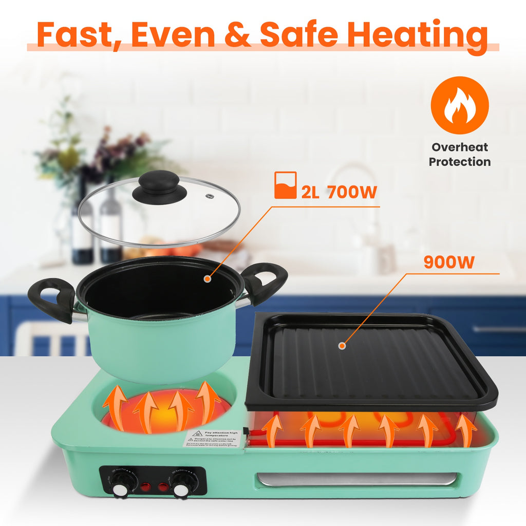 3-in-1 Electric Hot Pot & Grill - 1600W Korean BBQ Combo