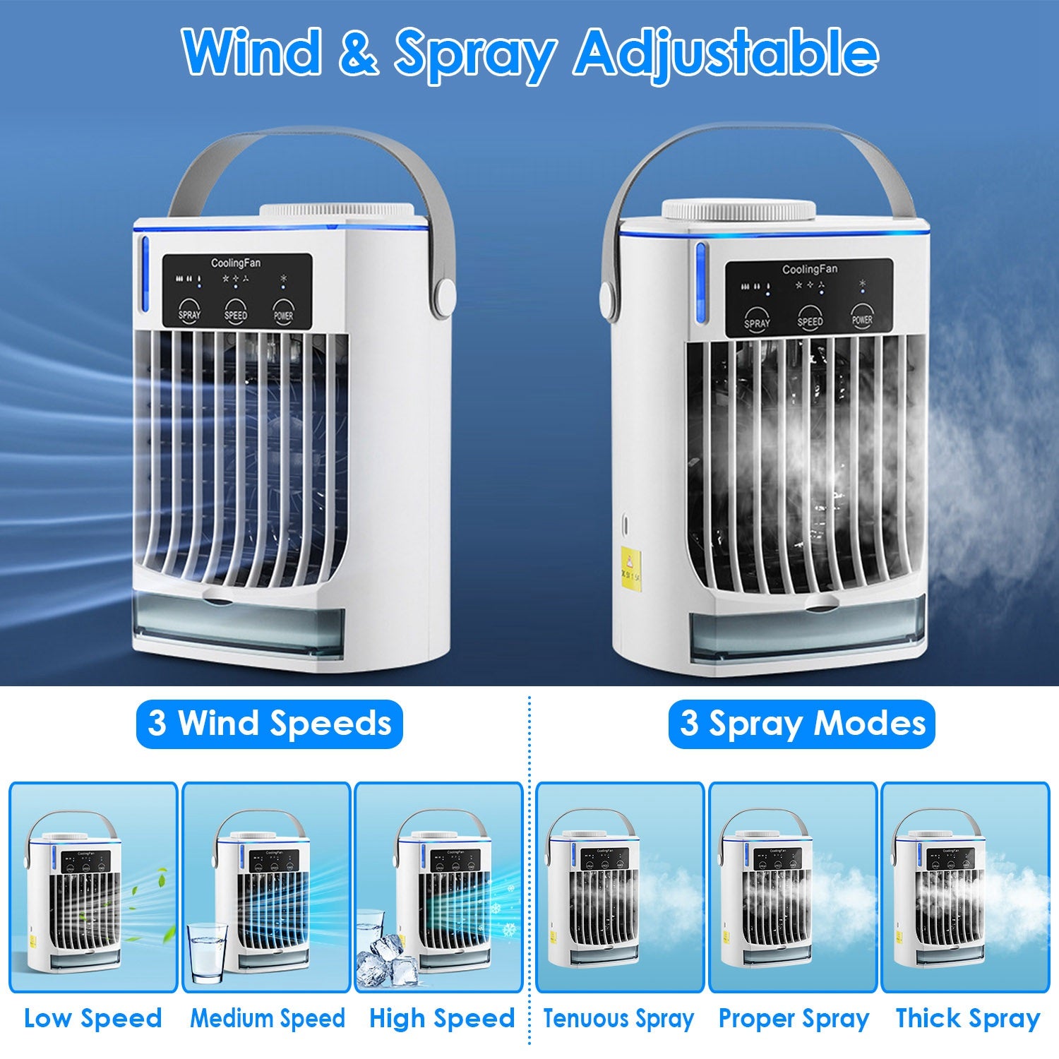 4-in-1 Evaporative Air Cooler Fan - Mist, Humidifier, USB