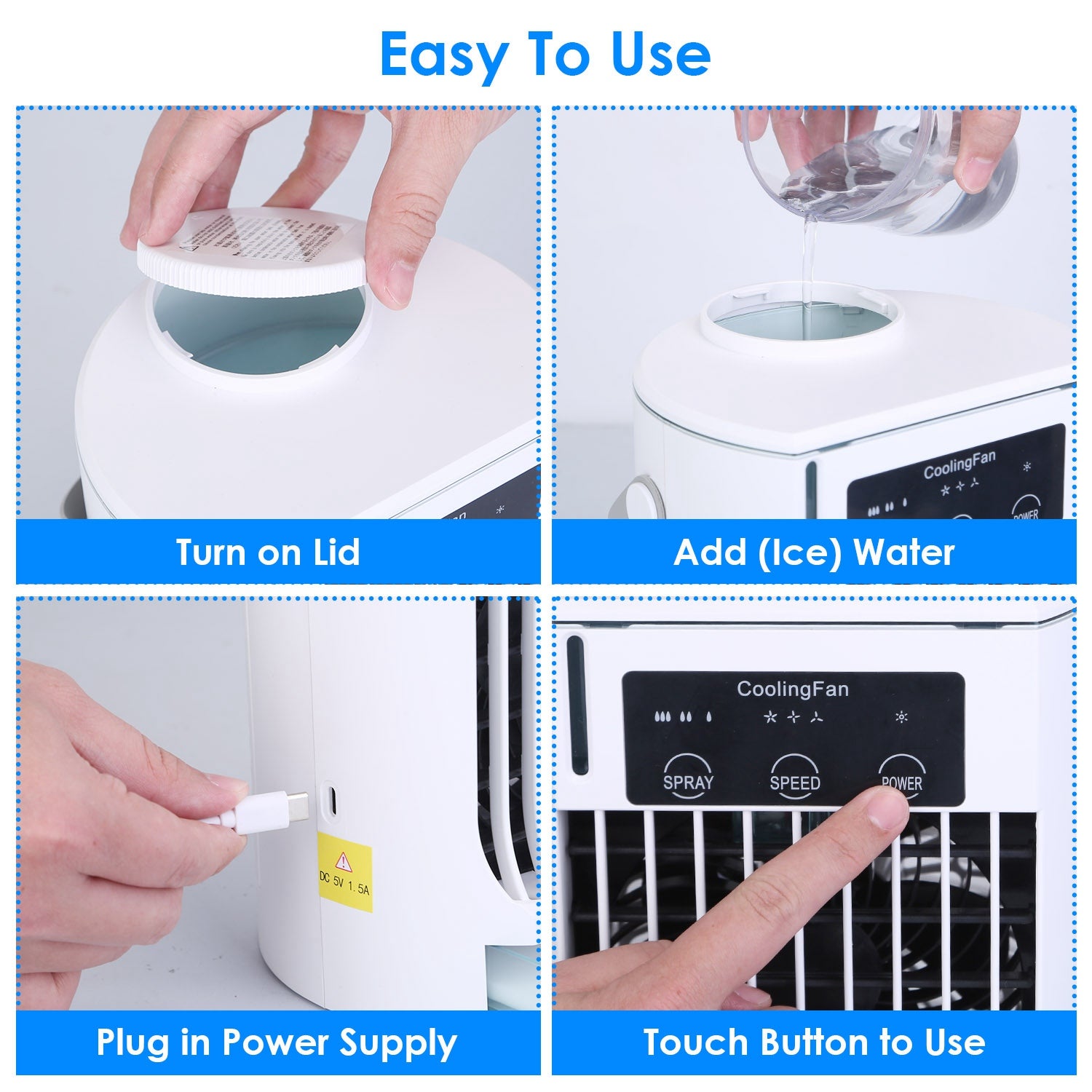 4-in-1 Evaporative Air Cooler Fan - Mist, Humidifier, USB