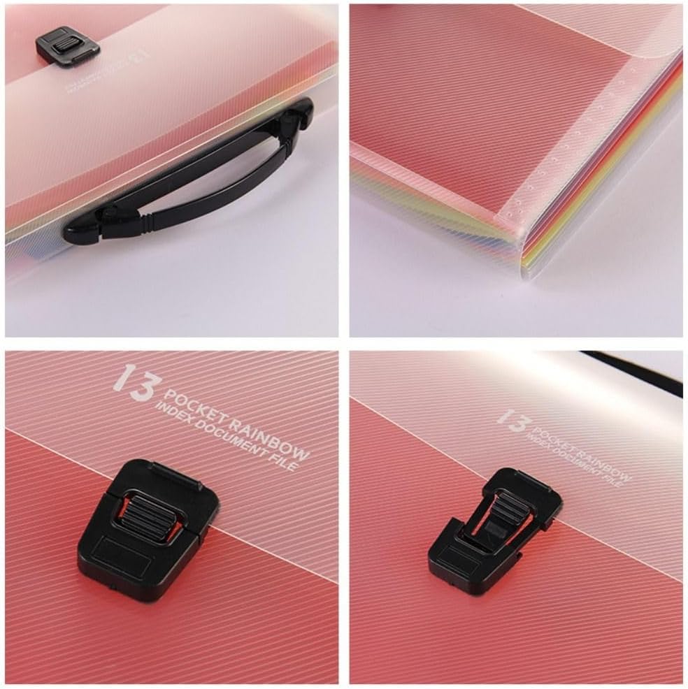 Accordion File Organizer - 13-Pocket A4 Rainbow Expanding File Folder