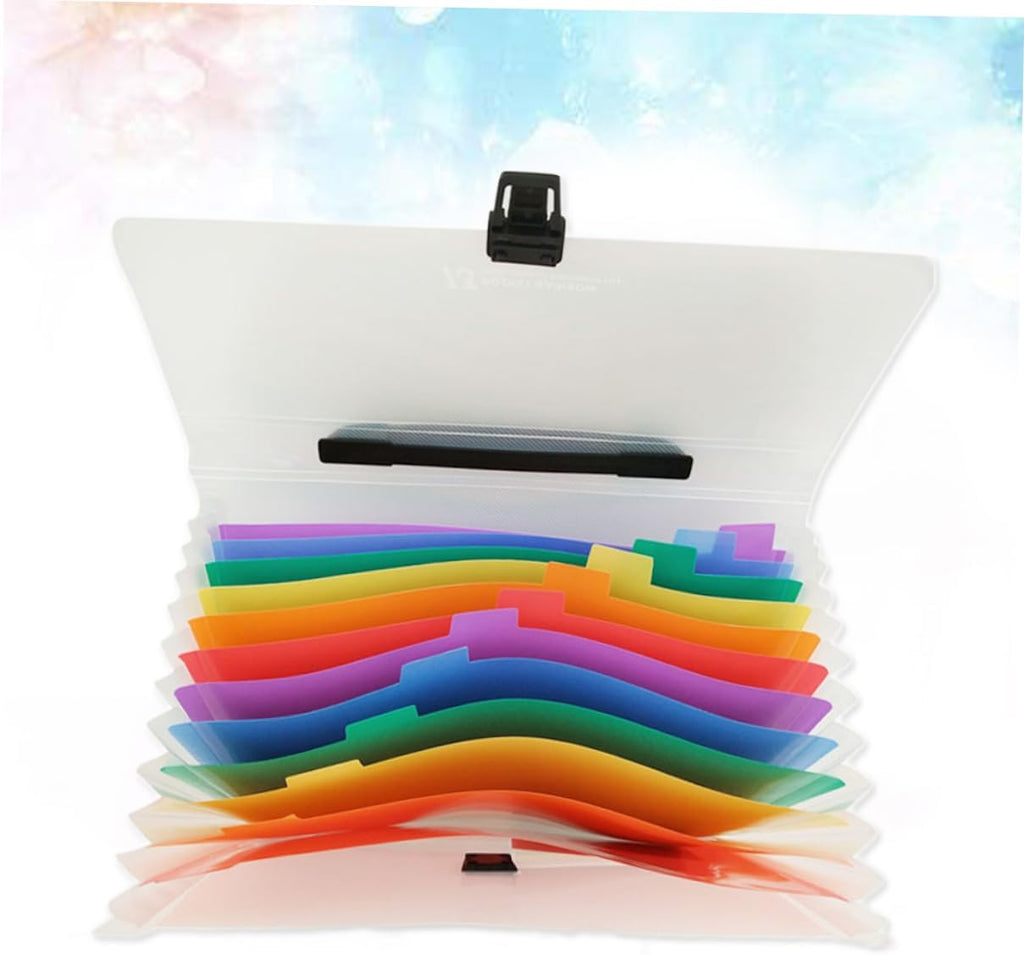 Accordion File Organizer - 13-Pocket A4 Rainbow Expanding File Folder