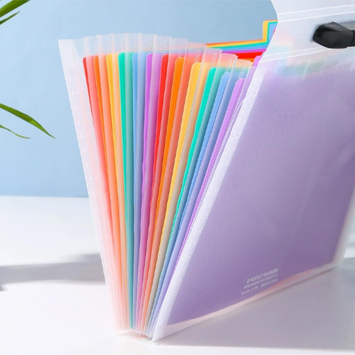 Accordion File Organizer - 13-Pocket A4 Rainbow Expanding File Folder