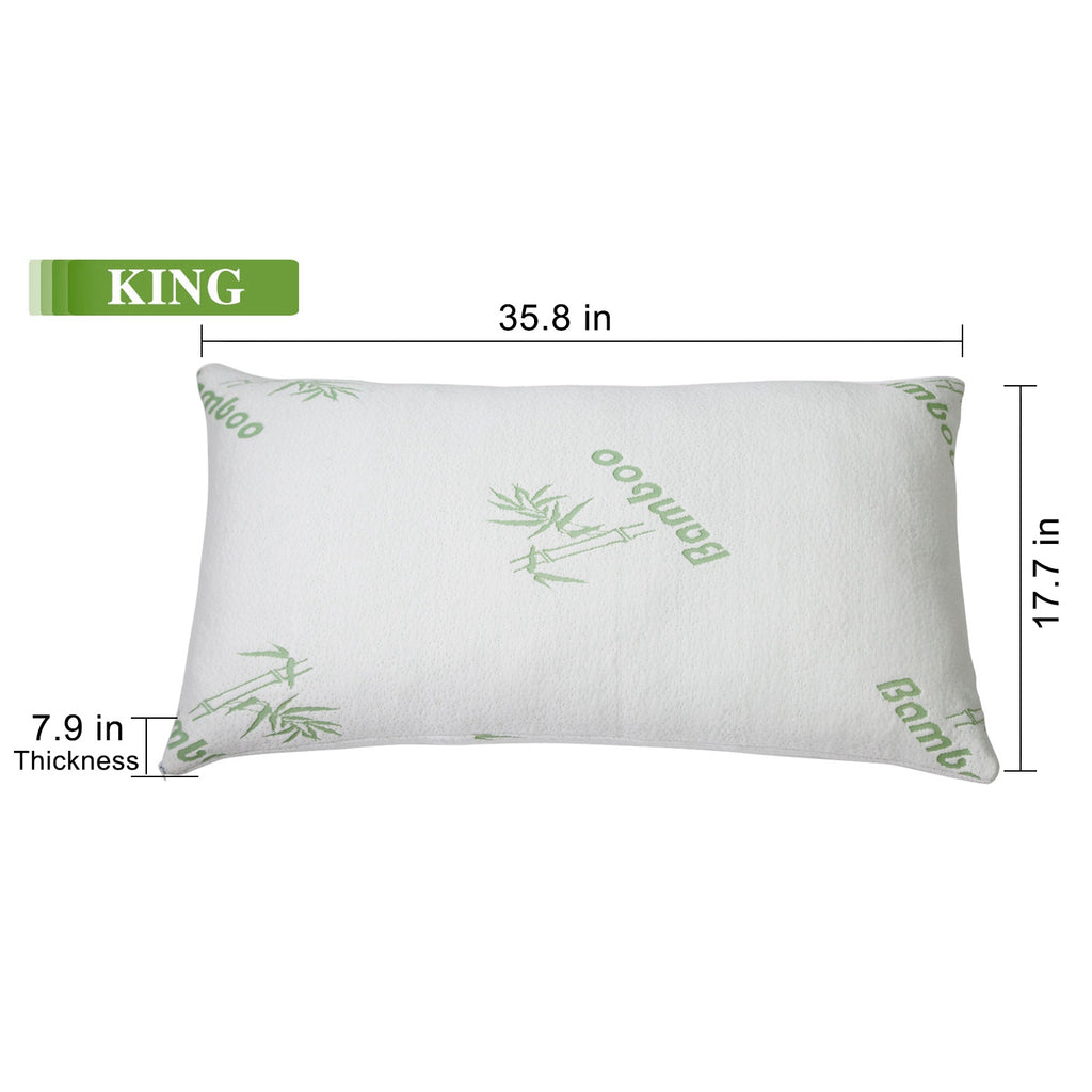 Bamboo Memory Foam Pillow - Hypoallergenic, Washable Cover