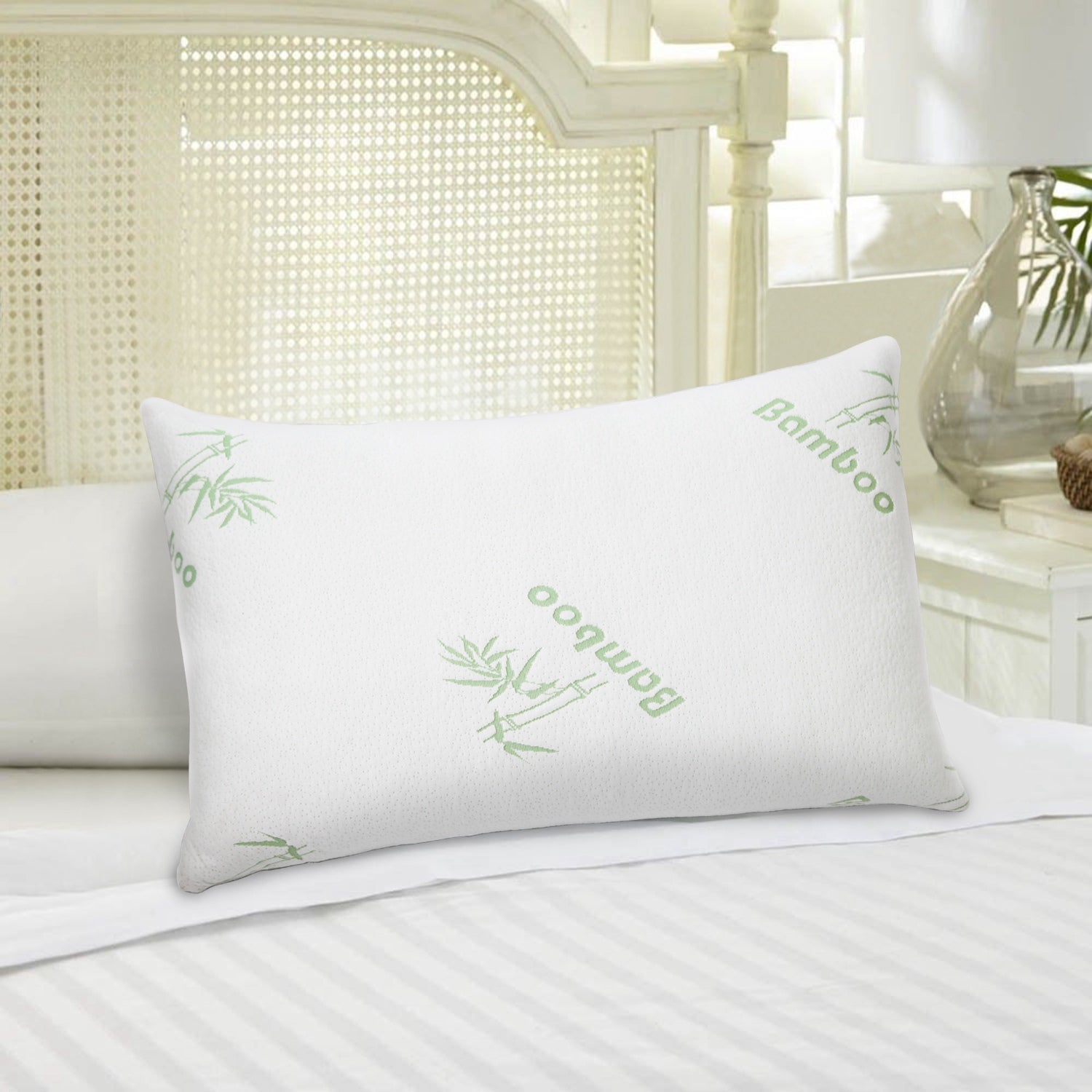 Bamboo Memory Foam Pillow - Hypoallergenic, Washable Cover