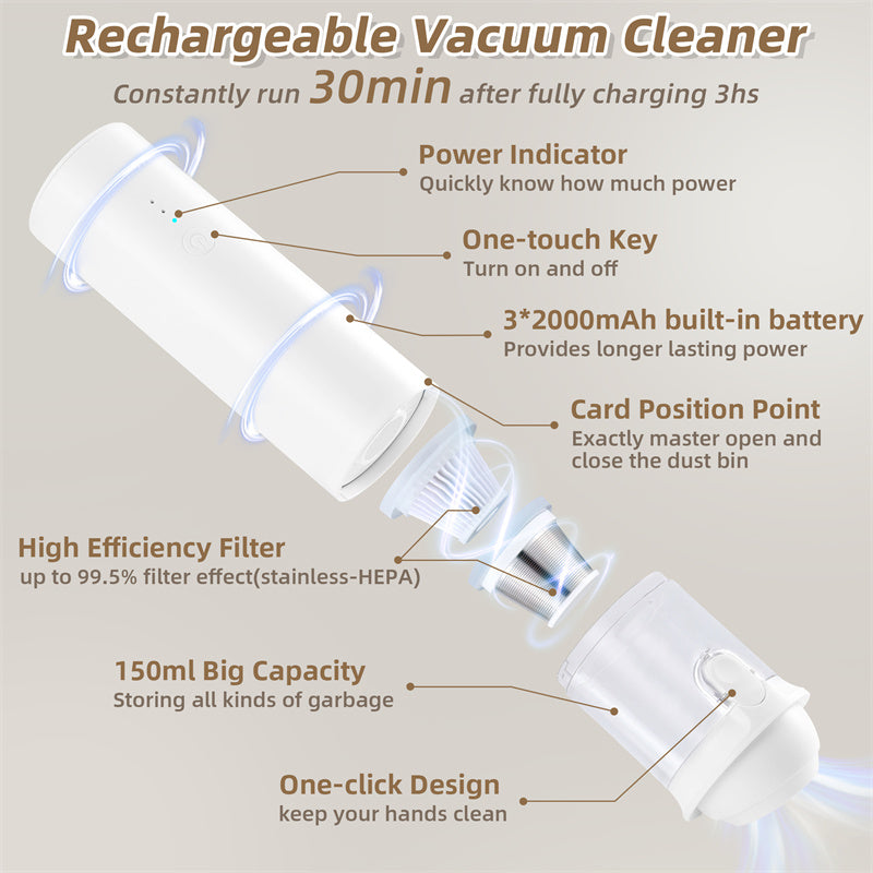 Car Vacuum Cleaner - 10kPa Suction, Blow & Charge Functions