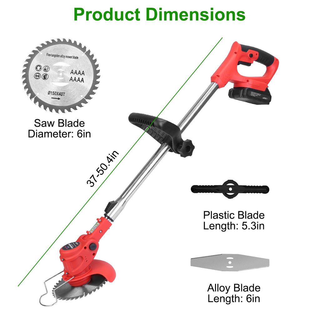 Cordless Telescopic Weed Trimmer - Rechargeable Multi-Blade