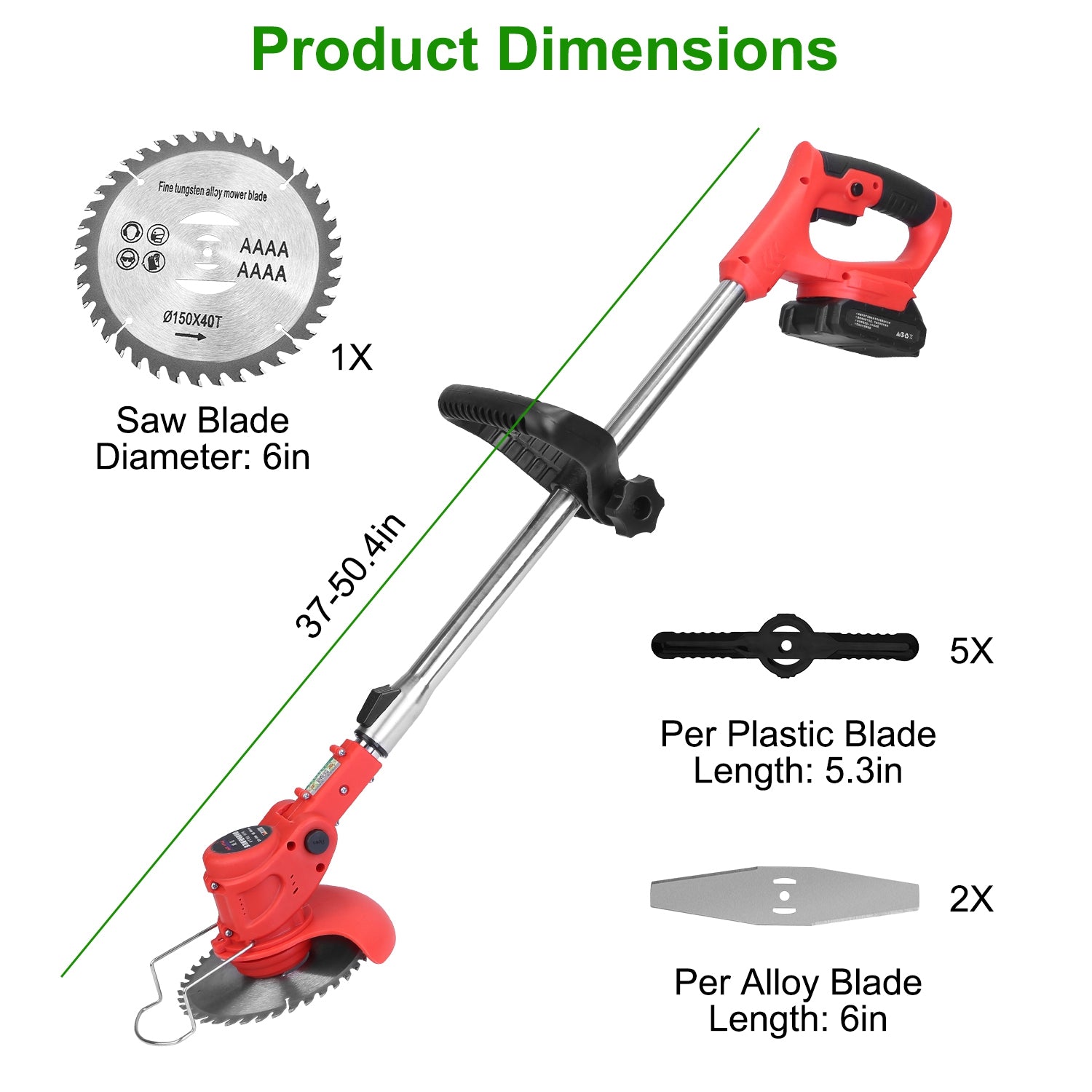 Cordless Telescopic Weed Trimmer - Rechargeable Multi-Blade