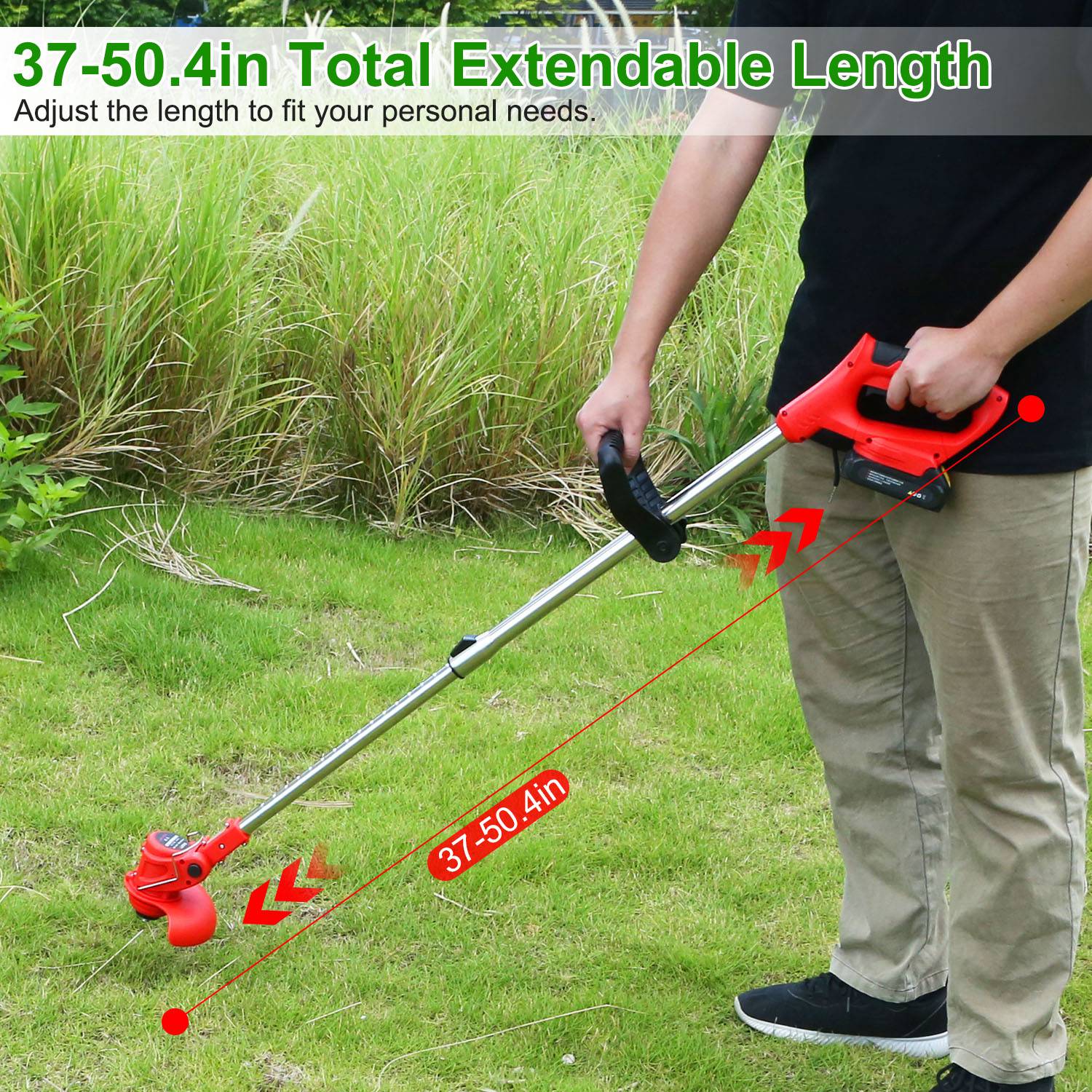 Cordless Telescopic Weed Trimmer - Rechargeable Multi-Blade