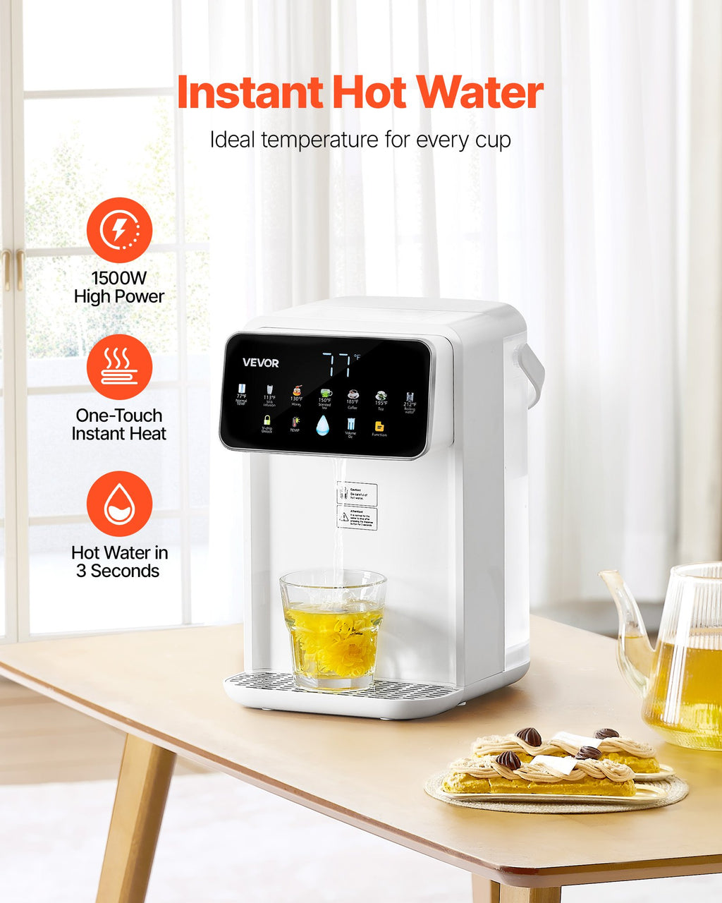 Countertop Hot Water Dispenser - 7 Temps, 118 oz Tank