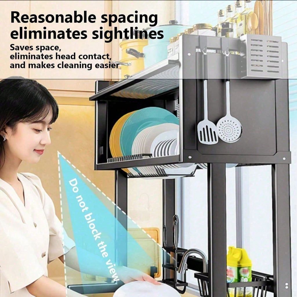 Double Tier Dish Draining Rack - Kitchen Sink Organizer