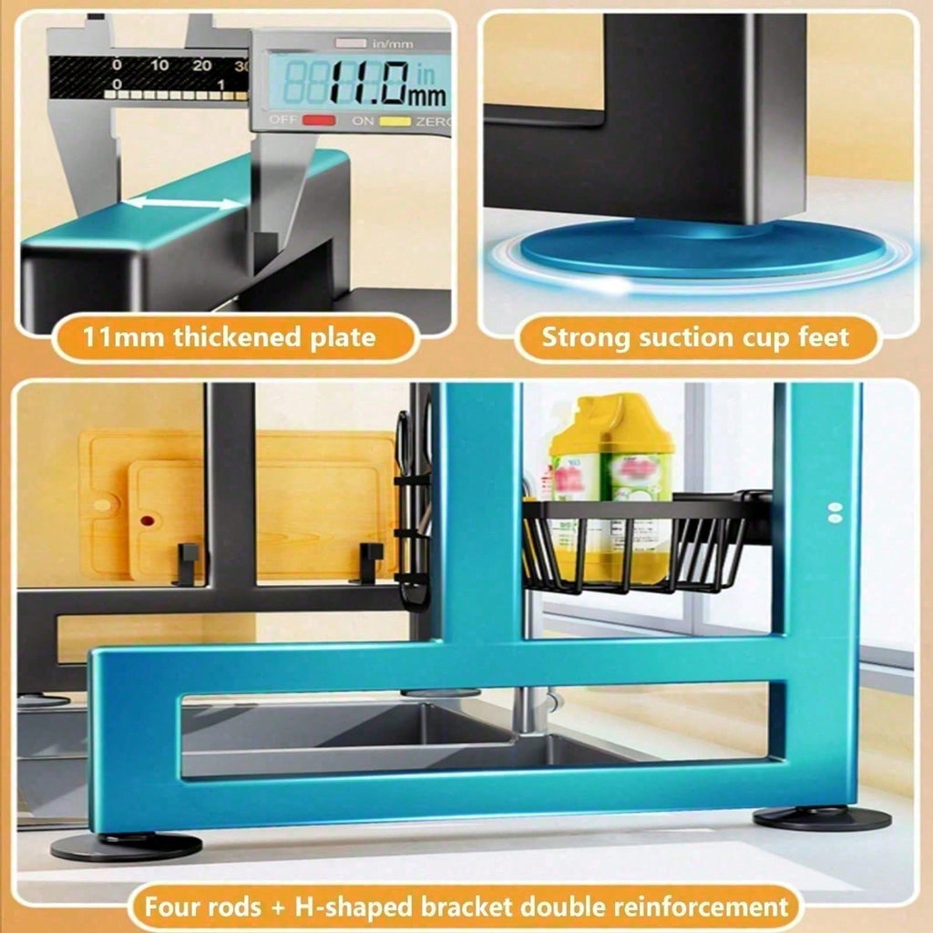 Double Tier Dish Draining Rack - Kitchen Sink Organizer
