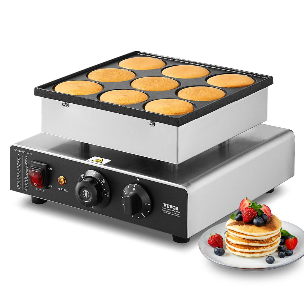Dutch Pancake Maker - 9-Hole 850W Non-Stick with Temperature Control