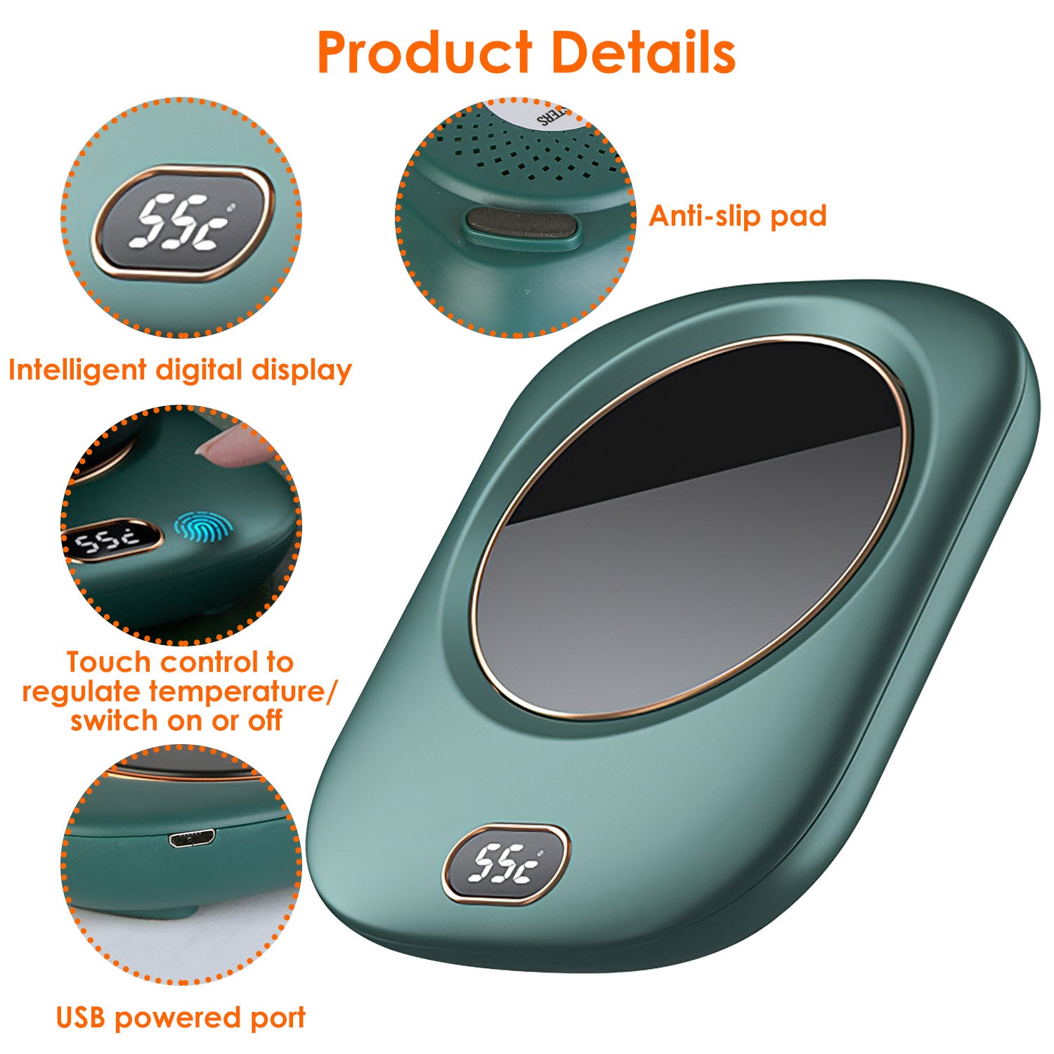 Electric Mug Warmer for Desk - 3 Temps, Auto Shut-Off, USB