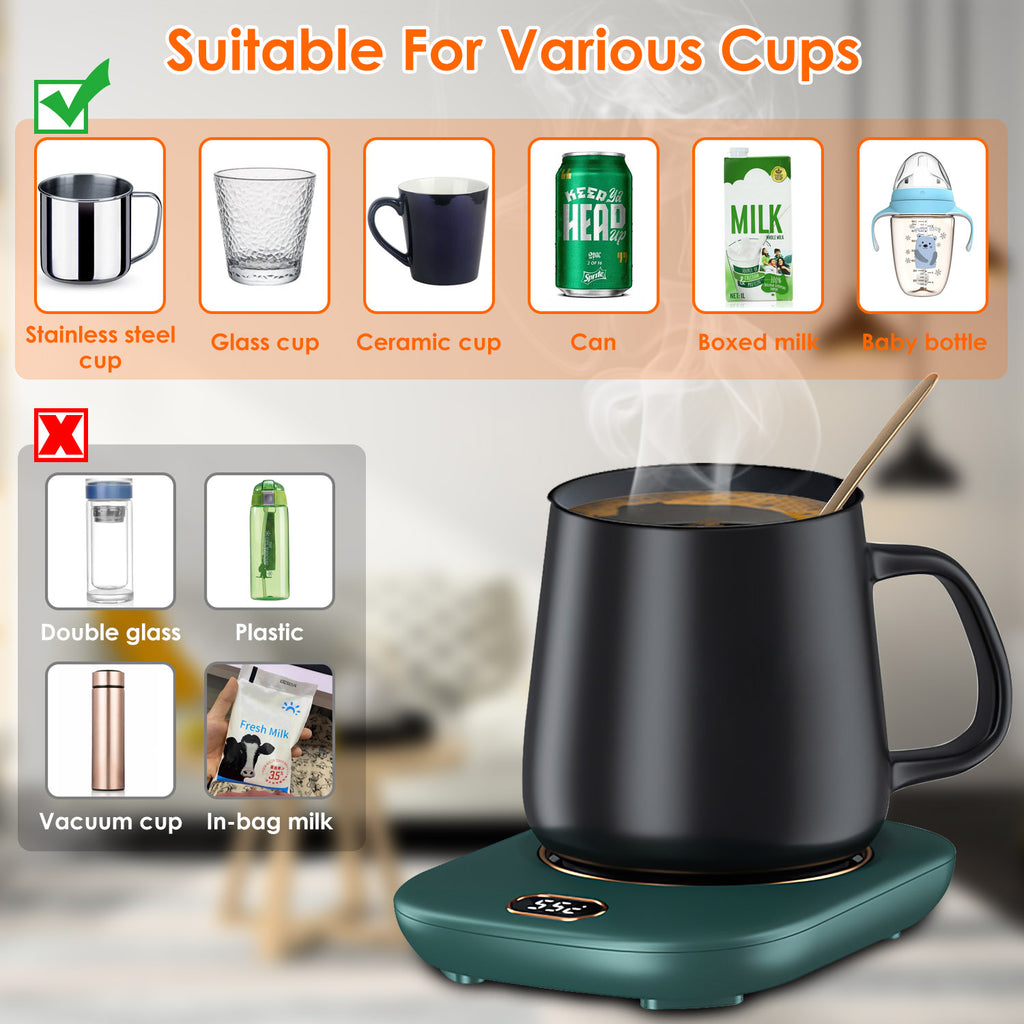 Electric Mug Warmer for Desk - 3 Temps, Auto Shut-Off, USB