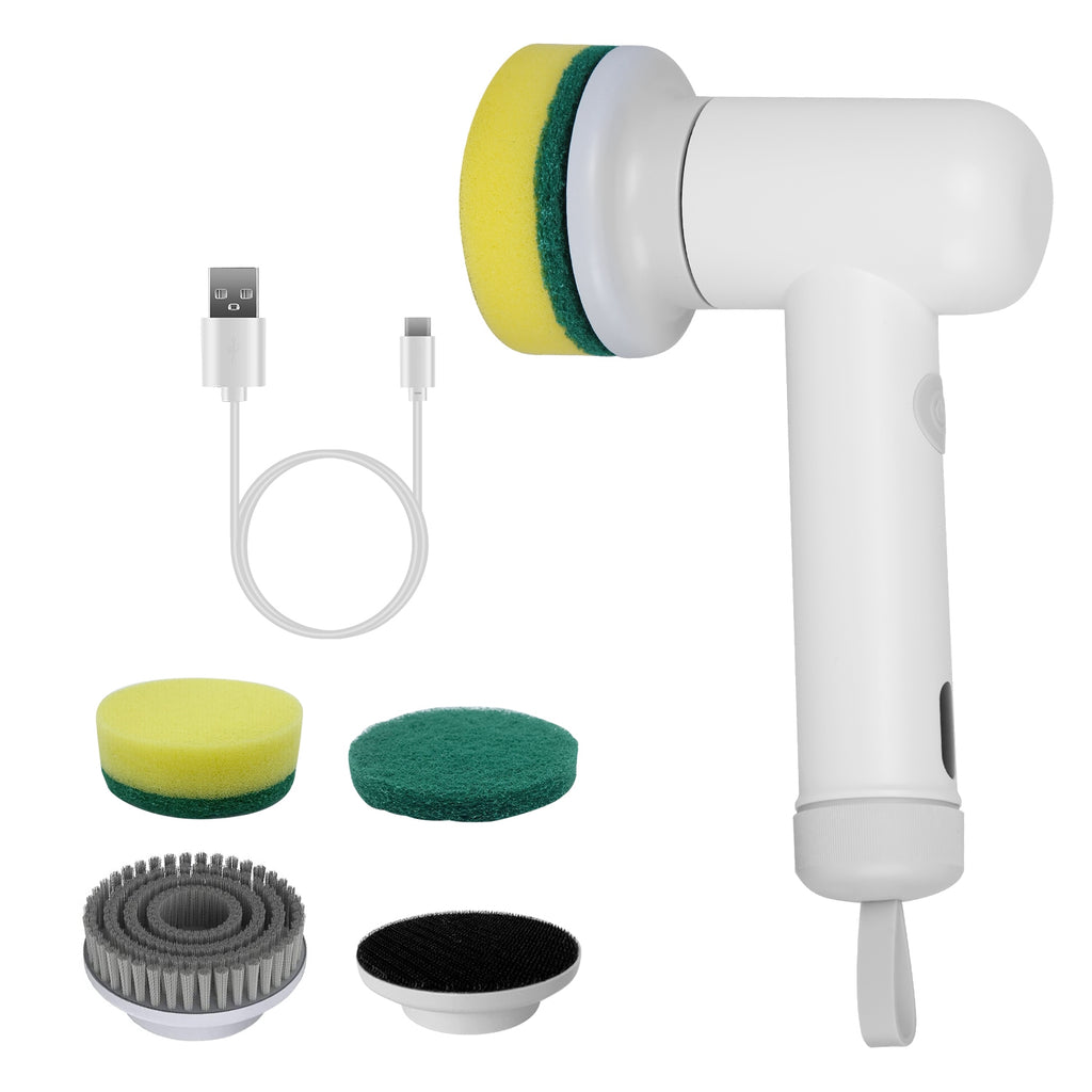 Electric Spin Scrubber - Cordless Handheld Power Cleaning Brush with 4 Heads