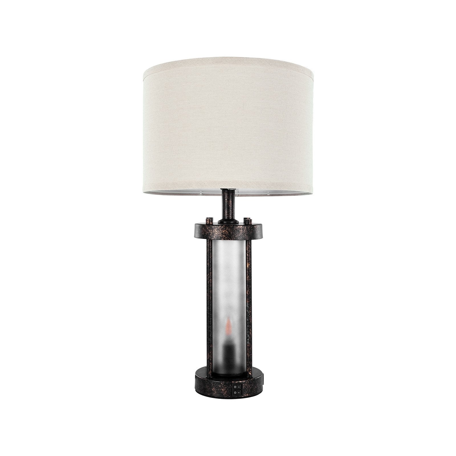 Farmhouse Table Lamps Set of 2 - Nightstand with USB Ports