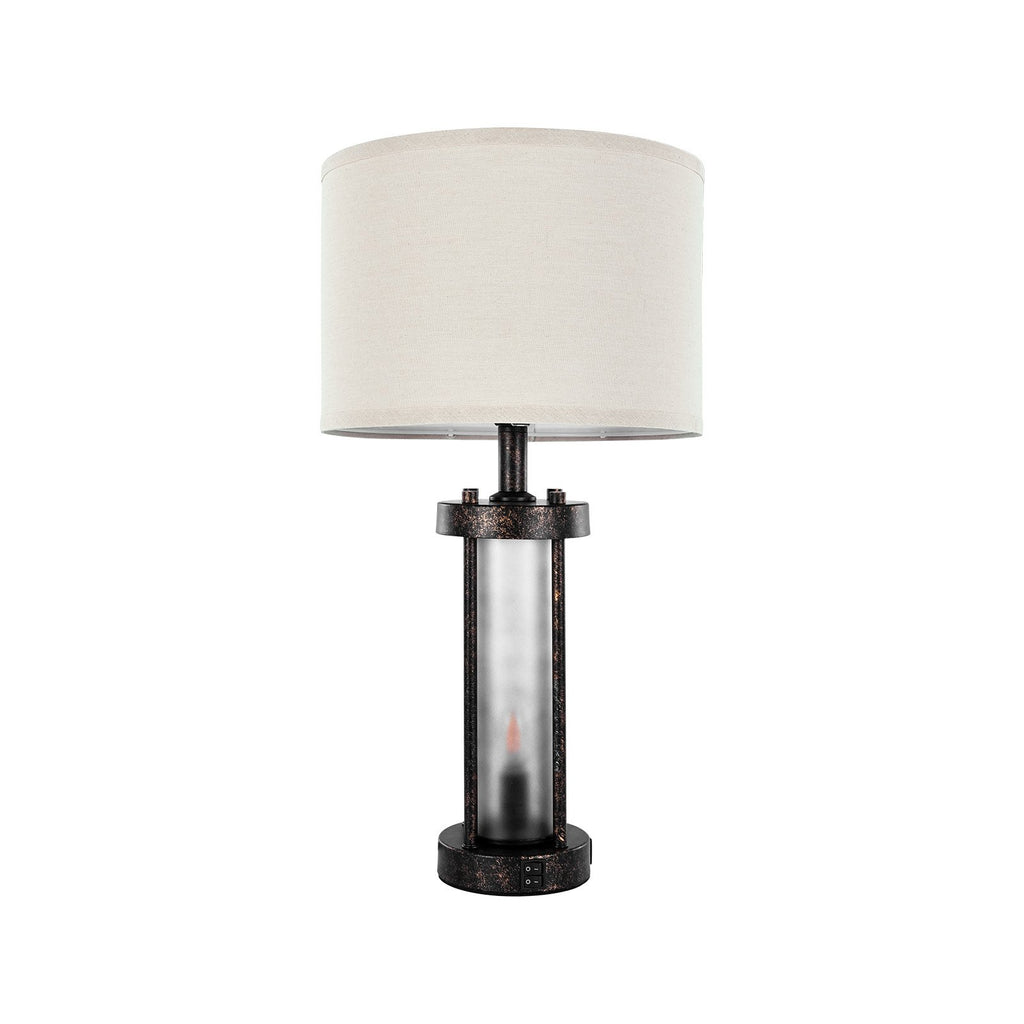 Farmhouse Table Lamps Set of 2 - Nightstand with USB Ports