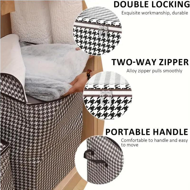 Foldable Storage Bags Set of 3 - 100L 140L 180L Houndstooth