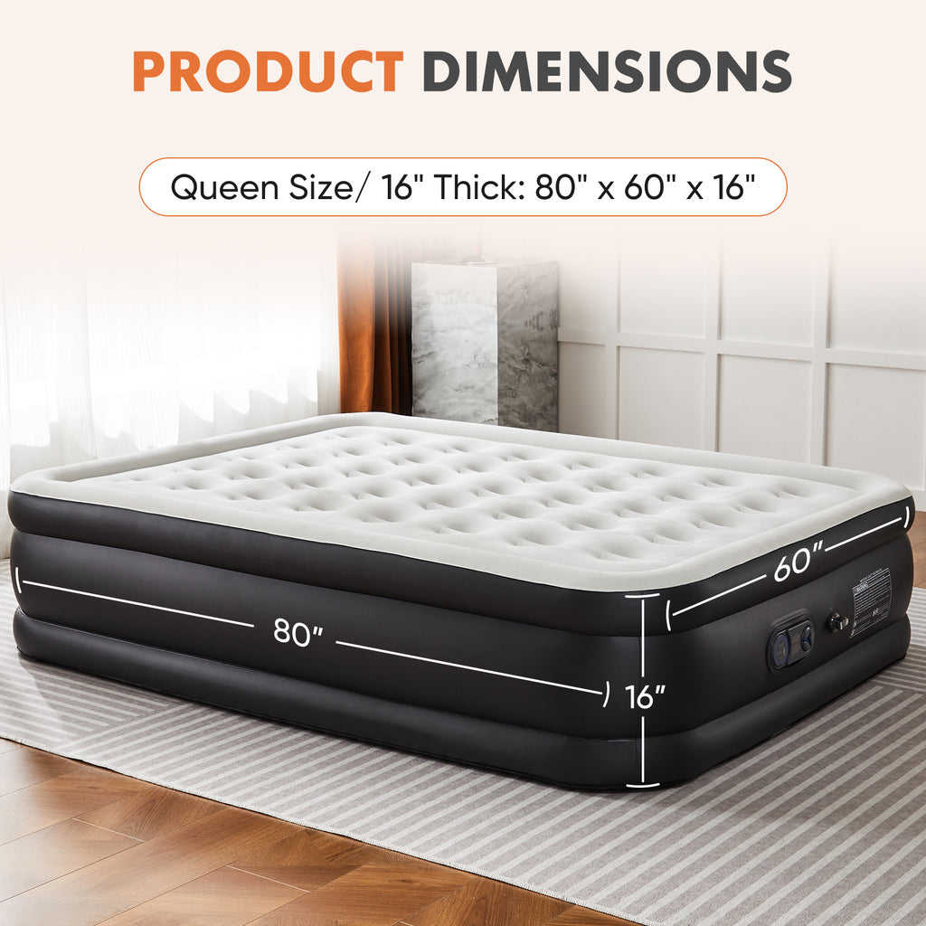 Inflatable Air Mattress with Built-In Pump - Double Height