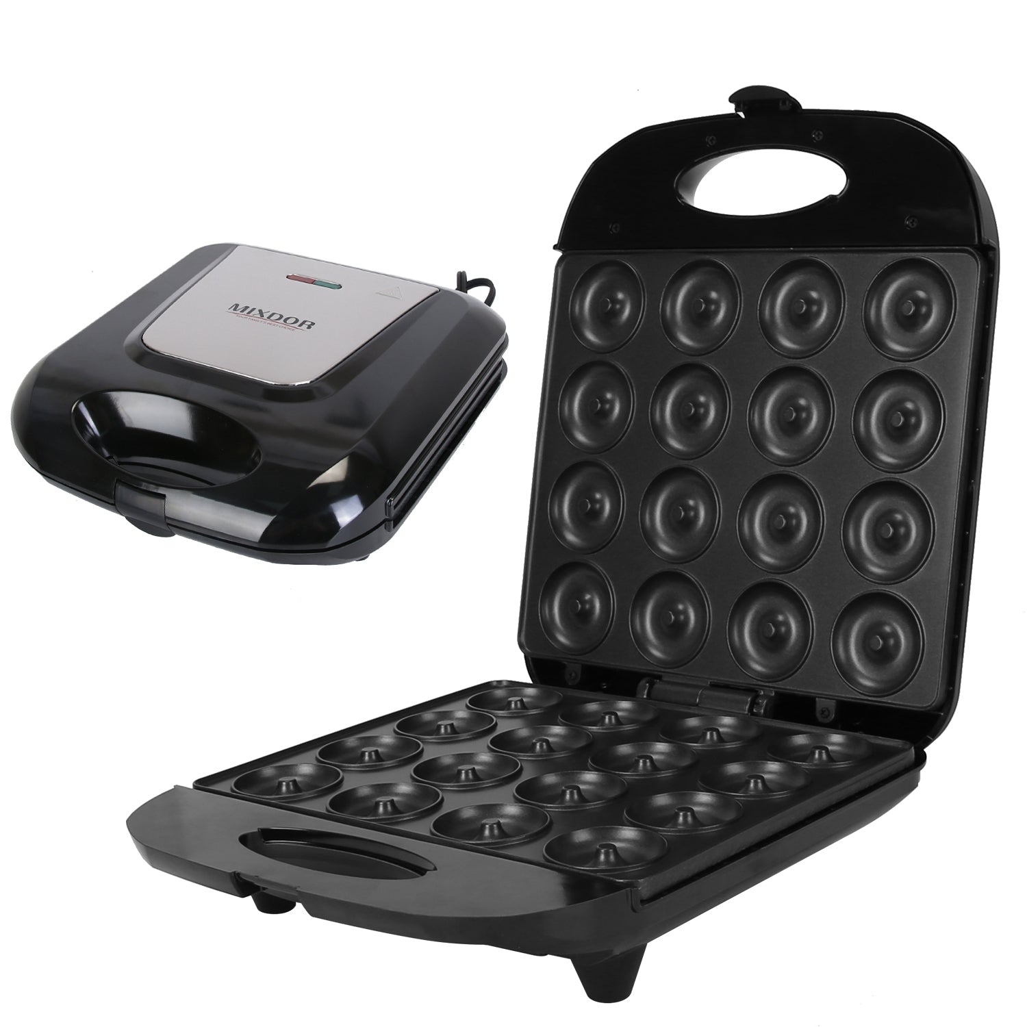 Mini Donut Maker - 16-Hole, 1400W Double-Side Heating