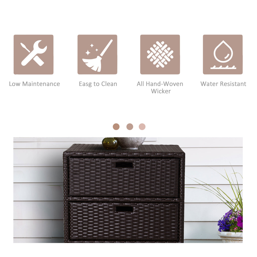 Outdoor Rattan Storage Cabinet - 3-Drawer Wicker Pool Towel Organizer