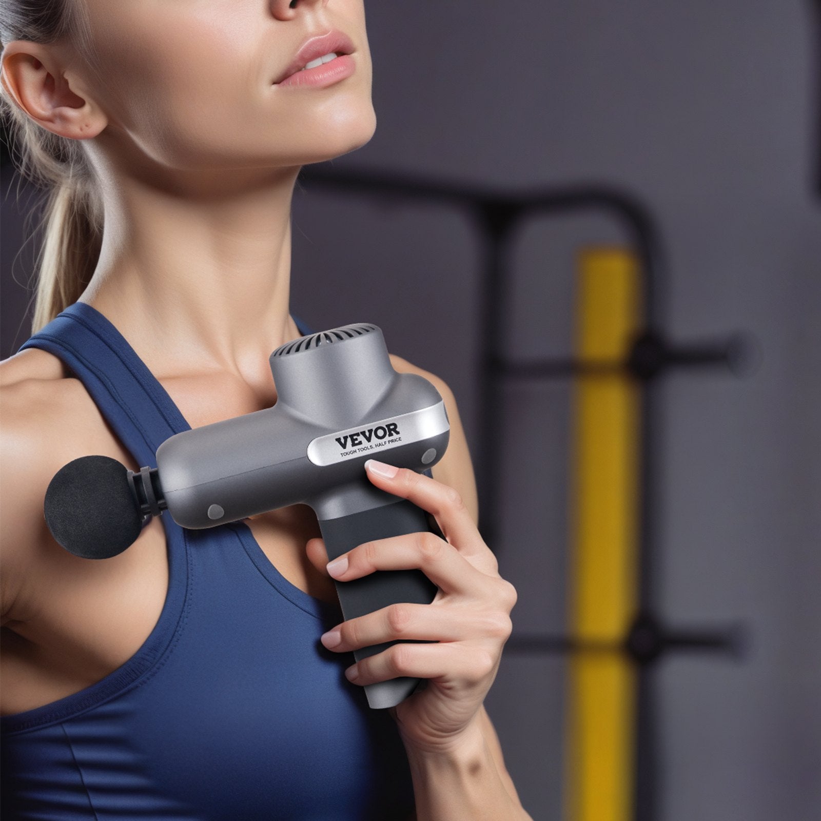 Percussion Massage Gun - 5 Speeds, 6 Heads, Deep Tissue Relief