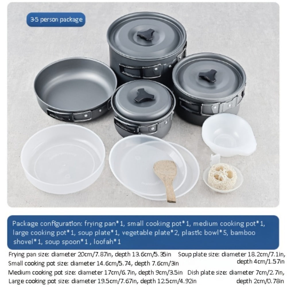 Portable Camping Cookware Set - Folding Pot for 1-3 People