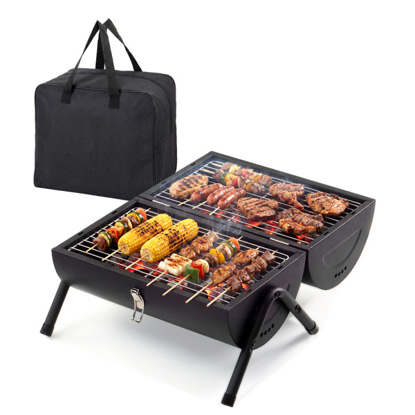Portable Charcoal Grill - Double-Sided BBQ with Carry Bag