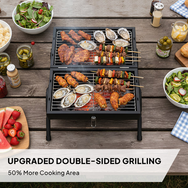 Portable Charcoal Grill - Double-Sided BBQ with Carry Bag
