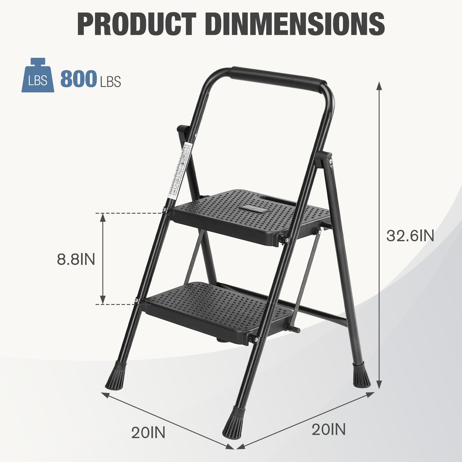 Portable Folding Step Ladder - 2 & 3-Step with Safety Buckle
