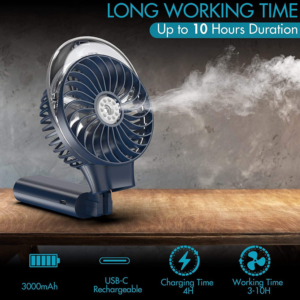 Portable Handheld Misting Fan - 3000mAh Rechargeable