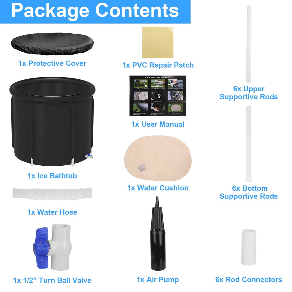 Portable Ice Bath Tub - 97 Gallon Cold Plunge with Cover